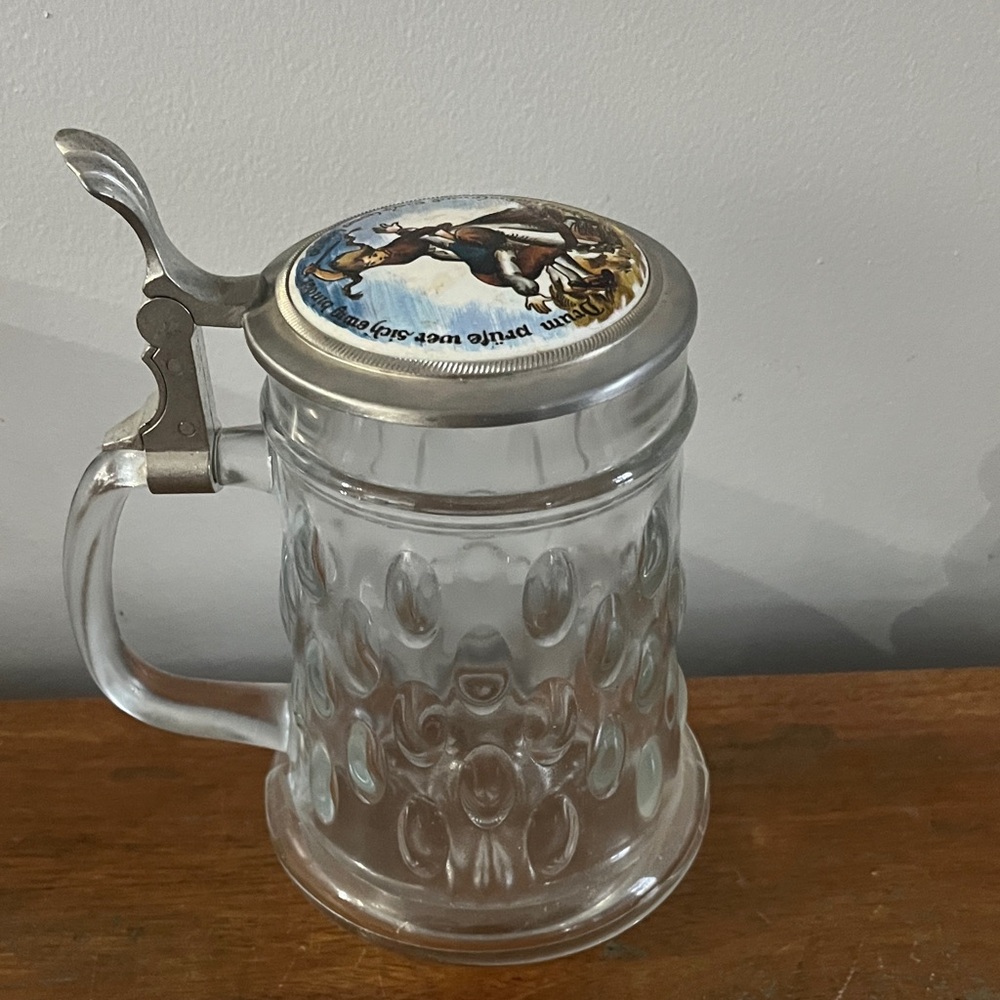Glass Beer Stein with Pewter Lid